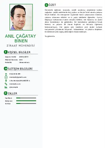 Ziraat Mühendisi Cv Örnekleri cv indir